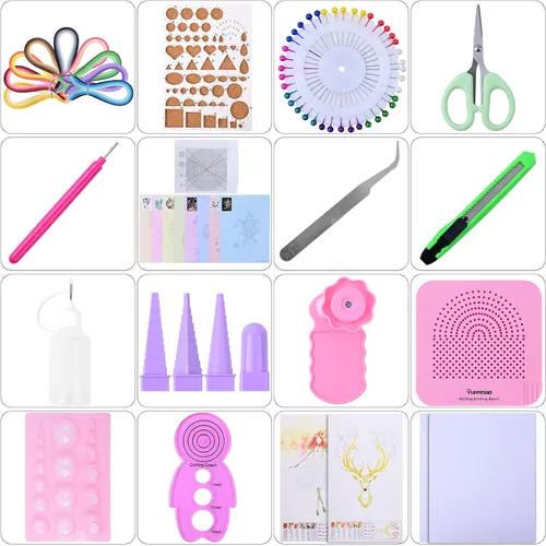 Miniatura 2 de YURROAD Kit de relleno de papel para principiantes, 0.197 in de ancho, 900 tiras en 36 colores, juego completo para principiantes con herramientas