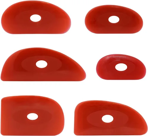 Creative Hobbies Paquete de 6 varillas de cerámica de silicona suave roja (formas 0-5) | Juego de herramientas de escultura de cerámica definitivas