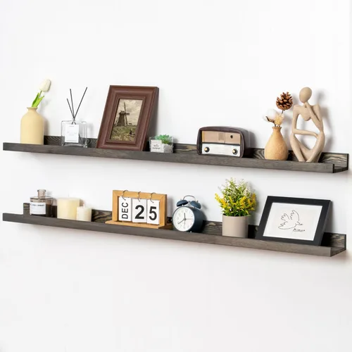 Miniatura 10 de FLYJOE Estante de repisa de fotos para pared, 24 pulgadas de madera de fresno maciza, estantes para libros de guardería, estantes flotantes