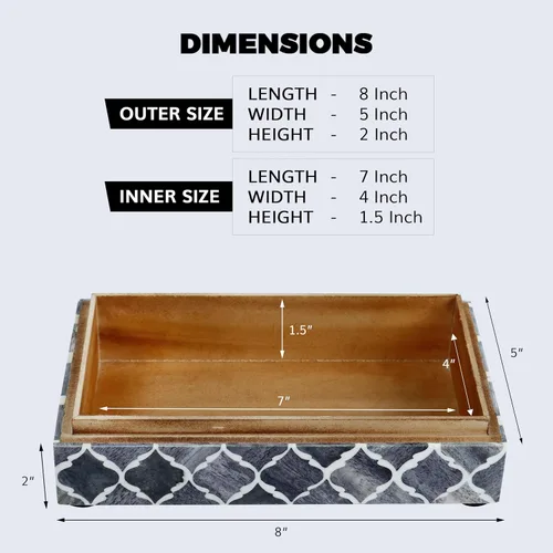 Miniatura 2 de Handicrafts Home Caja de recuerdos decorativa de 8 x 5 – Pequeña caja organizadora con tapa, almacenamiento decorativo bohemio, caja de memoria