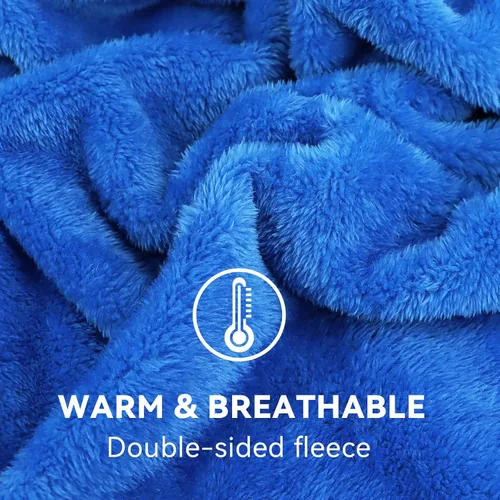 Miniatura 5 de Manta de Forro Polar Suave Acogedora y Ligera, Mantas Cálidas de Felpa Azul de Otoño, Mantas para Sofá Cama, Camping, Viajes, Picnic, Exterior, Ropa