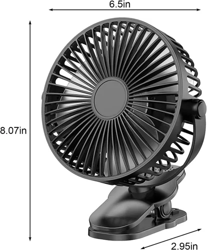 Miniatura 2 de Ventilador compacto con clip, 6 pulgadas - 5000 mAh recargable con batería para cochecito de bebé, personal al aire libre, asiento de automóvil