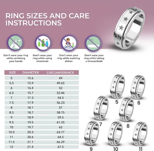 Miniatura 5 de Shop LC - Anillo giratorio de plata de ley 925, diseño de lunas y estrellas, anillo antiansiedad para mujeres y hombres, chapado en platino, joyería