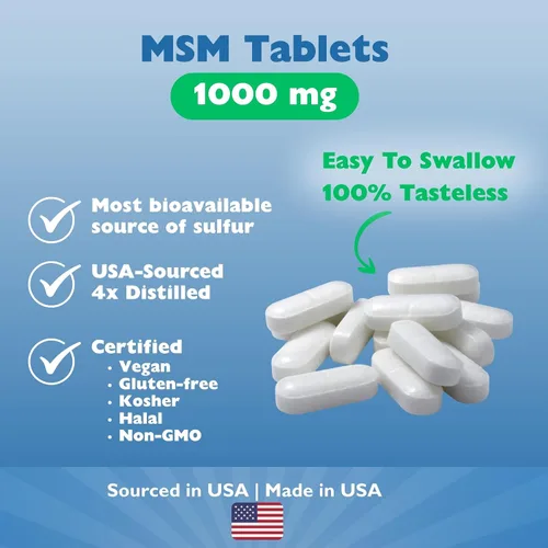 Miniatura 3 de Kala Health MSMPure Tablets, 120 unidades, 1000 mg por tableta, suplemento de azufre orgánico puro MSM, fabricado en Estados Unidos