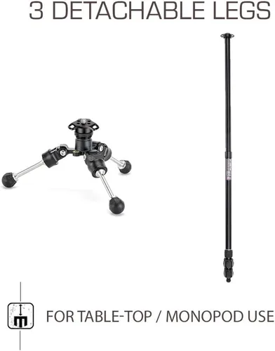 Miniatura 6 de 3 Legged Thing Charles 2.0 Sistema de trípode de aluminio – Trípode de cámara ajustable con 3 patas desmontables para conversión de monopié