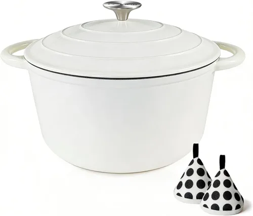 Miniatura 26 de COOKWIN Olla de hierro fundido esmaltada con tapa antiadherente, olla recubierta de esmalte antiadherente, azul, 3 QT