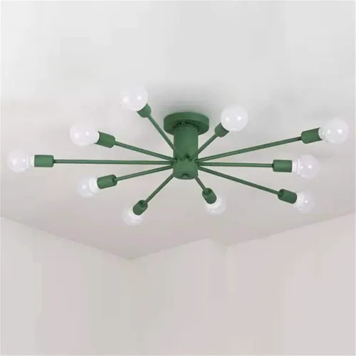Miniatura 8 de RUNNUP Lámpara de techo Sputnik de montaje semiempotrado nórdico contemporáneo, colorido, 10 luces, lámpara de suspensión de metal para cocina, sala
