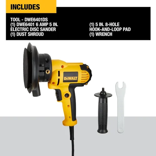 Miniatura 2 de DEWALT Lijadora rotativa, velocidad variable, cubierta antipolvo, 5 pulgadas (DWE6401DS)
