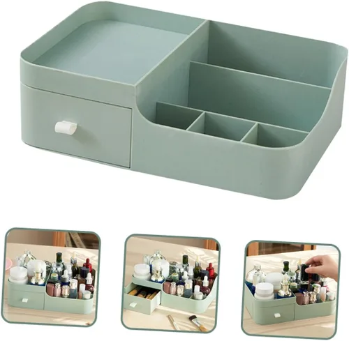 Miniatura 6 de minkissy Caja de almacenamiento de escritorio para el cuidado de la piel, maquillaje, tocador, joyero, organizador de cosméticos, vitrinas