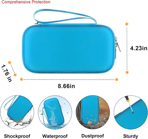 Miniatura 3 de Elonbo Funda de transporte para calculadora gráfica Texas Instruments TI-84 Evo/TI-84 Plus CE Evo, bolsillo de malla adicional para cargador de Azul