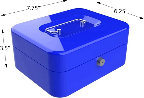 Miniatura 2 de Stalwart 75-6580BLU Hawk - Caja de efectivo azul con cerradura de llave de 8 pulgadas con bandeja para monedas