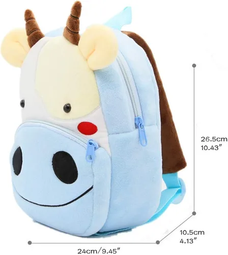 Miniatura 2 de Ladyzone Mochila para niños pequeños con diseño de animales del zoológico, bonita bolsa de felpa de dibujos animados de 10 pulgadas para niños