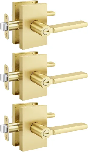 Miniatura 29 de Goldenwarm Manijas de puerta ficticias doradas, aleación de zinc resistente, palanca de puerta interior sin giro para pasillo y armario, perilla