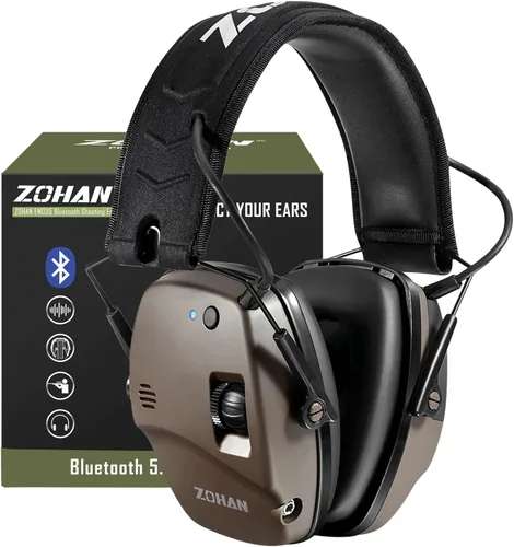 ZOHAN 035 Orejeras de tiro con Bluetooth 5.4, protección auditiva con cancelación activa de ruido y amplificación de sonido, NRR 22dB para campo de