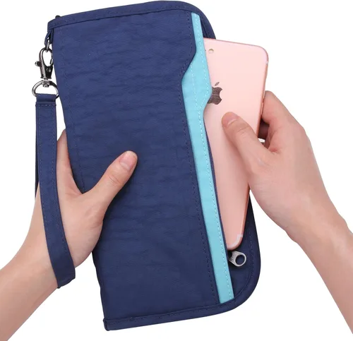 Miniatura 4 de ZOPPEN Cartera de viaje RFID y organizador de documentos con cremallera con correa de muñeca extraíble Cartera RFID