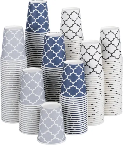 Clawsoff Paquete de 300 Vasos de Papel de 8 oz, Vasos de Café Desechables de 8 OZ Coloridos para Bebidas Calientes/Frías para Oficina Fiesta Hogar
