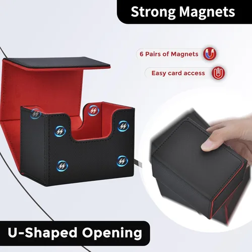 Miniatura 4 de Caja de cubierta MTG con 2 divisores, caja de cubierta Commander de gran capacidad se adapta a más de 80 cartas con funda doble, estuche de cartas