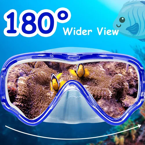 Miniatura 4 de Vvinca Kids-Goggles with Nose Cover, Diving Mask Elastic Fabric Strap Anti Fog Anti Shattered Lens for Kids Swim Goggles 3-14 16-azul marino