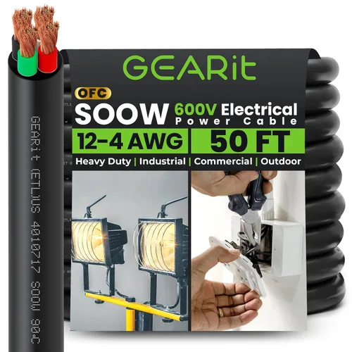 Miniatura 35 de GEARit Cable de alimentación portátil 6/3 6 AWG (100 pies - 3 conductores) SOOW 600V Cable eléctrico de calibre 6 para derivaciones de motor, luces
