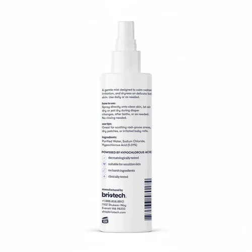 Miniatura 6 de Briotech Baby Skin Love Spray Suave niebla de ácido hipocloroso para calmar, tranquilizar y limpiar la piel delicada Aprobado por pediatras, sin