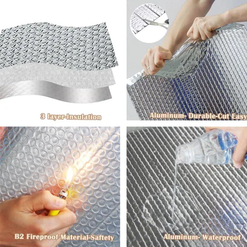 Miniatura 2 de MRPAPA Rollo de aislamiento reflectante, Reflectix para ventanas de caravanas, rollo aislante de burbujas ignífugo B2 para mantener el calor