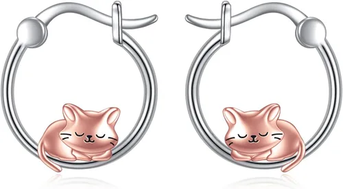 Miniatura 82 de VONALA Bonitos aretes de aro de plata de ley 925, regalos de cumpleaños para mujer