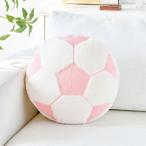 Miniatura 8 de Almohada de béisbol, almohada con forma de béisbol de 12 pulgadas, cojín de asiento con piel sintética de conejo, almohada redonda para decoración