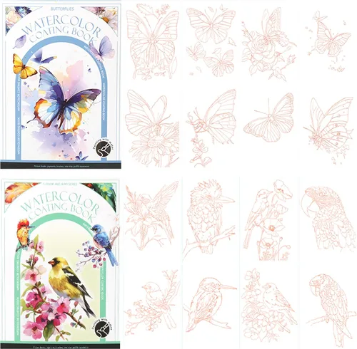Miniatura 10 de Juego de papel para colorear de acuarela, todo en un bolsillo, libro de pintura de acuarela, artes y manualidades creativas para adultos Serie Animal