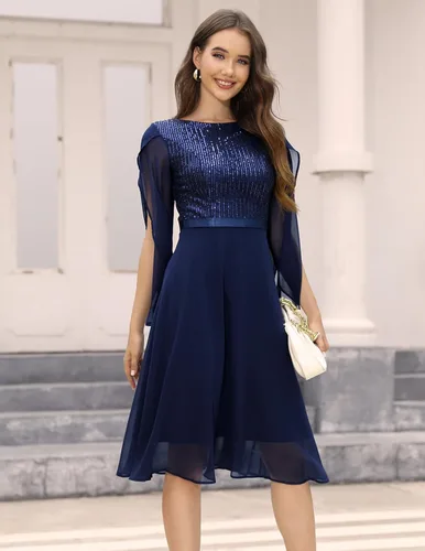 Miniatura 6 de DRESSTELLS Vestido formal de lentejuelas para mujer, vestido de otoño 2023