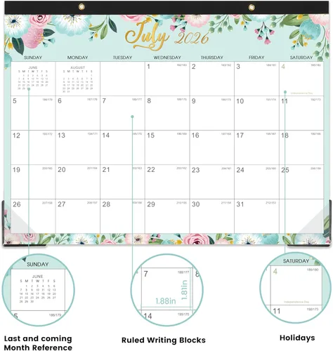 Miniatura 5 de Calendario de escritorio 2026-2027 – julio 2026 – diciembre 2027, calendario 2026-2027, 14.6 x 11.5 pulgadas, calendario mensual de 12 calendarios