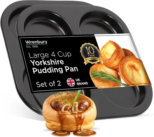 Miniatura 8 de Wrenbury Sartén grande Yorkshire para pudín resistente, antiadherente, deslizamiento perfecto para pudines de fácil liberación de 4 pulgadas