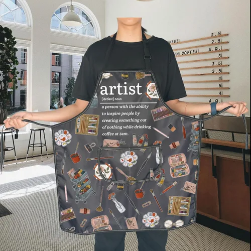 Miniatura 5 de JNIAP Delantal de pintura con bolsillos, para amantes de la pintura, regalos para amantes de la pintura