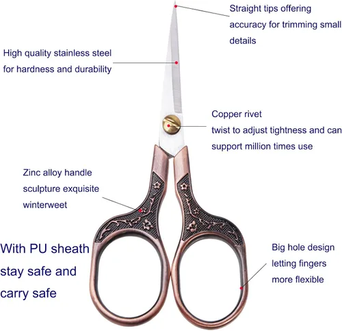 Miniatura 11 de Tijeras pequeñas y afiladas para cortar cabello, barba, cejas, nariz, vello facial, belleza Tijeras de corte de costura para bordado, tela