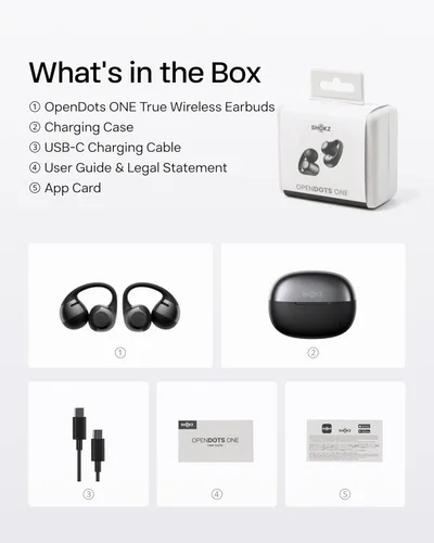 Miniatura 9 de SHOKZ OpenDots ONE - Auriculares de oído abierto, Auriculares de clip con micrófono - Auriculares inalámbricos Bluetooth con micrófono - Seguros
