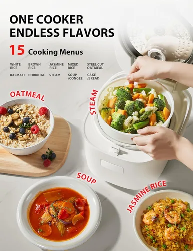 Miniatura 5 de TOSHIBA OriginTaste - Olla arrocera de 5.5 tazas sin cocinar, lógica difusa, funciones 15 en 1, pantalla digital, temporizador de retardo, mantener