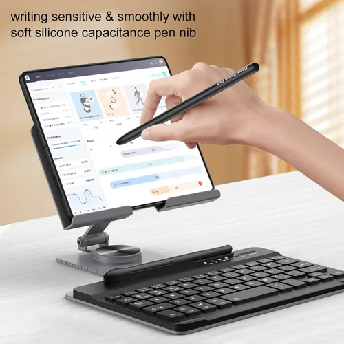 Miniatura 5 de Combo de soporte de escritorio y teclado Bluetooth para Galaxy Z Fold 7/6/5/4 y Z Trifold, 4 en 1, incluye bolígrafo para mouse, ranura, soporte