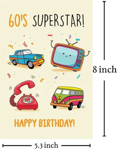 Miniatura 2 de Cheerin Tarjetas de felicitación de cumpleaños de los años 60 con sobre, divertida tarjeta de cumpleaños para abuela y abuelo, divertida tarjeta