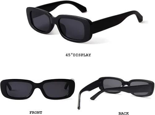Miniatura 3 de BUTABY Gafas de sol rectangular para mujer retro, gafas de conducción, gafas de los años 90, vintage, marco estrecho cuadrado, protección UV400
