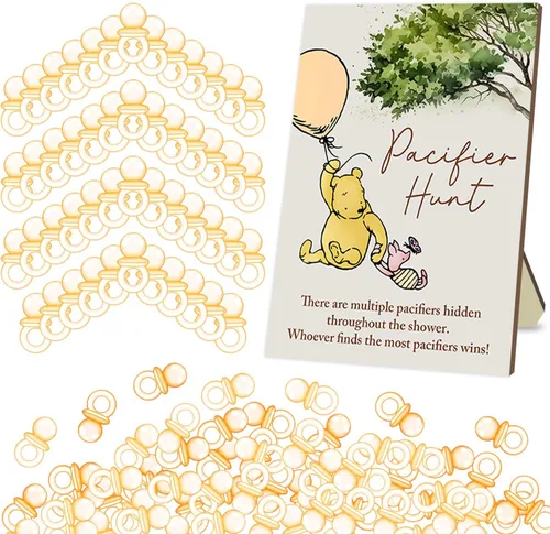 Winnie Baby Shower Games-Winnie Baby ShowerDecoraciones-Pacififer Hunt Baby Shower Juegos-Baby Shower Mini Chupetes para Baby Shower Juego Juego de