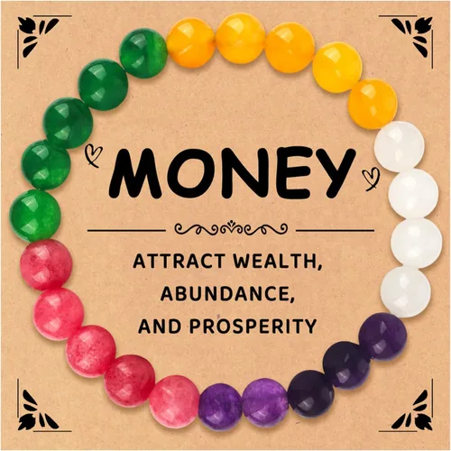 Money Wealth Success Pulsera de protección para hombres y mujeres, 0.315 in, piedra natural, jade y citrino, ágata de la suerte, pulsera de la