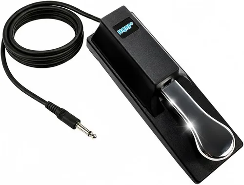 HQRP Pedal Sustain para teclado, cable de 6.5 pies, enchufe universal de 1/4 pulgadas, interruptor de polaridad, compatible con pianos digitales