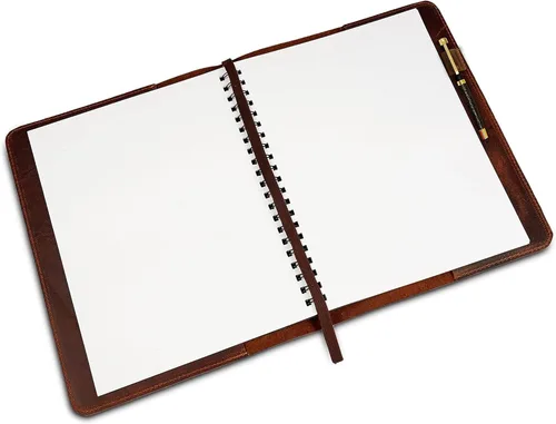 Miniatura 5 de Funda de cuero de grano completo resistente (8.5 x 11 pulgadas), Cahier XXL recargable, Cuaderno espiral recargable (8.5 x 11 pulgadas), Funda