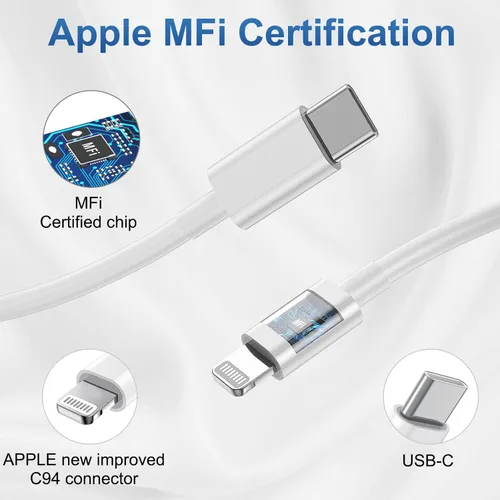 Miniatura 5 de Cargador de iPhone de carga rápida, paquete de 2 bloques de carga de pared tipo C con 2 unidades [6 pies y 10 pies] cable USB C a Lightning