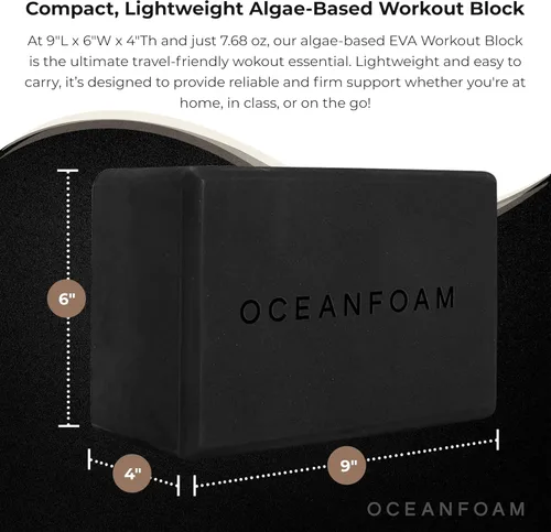 Miniatura 5 de Oceanfoam Bloque de entrenamiento – Bloque de ejercicio de espuma de alta densidad, ligero, antideslizante para estabilidad y apoyo en pilates