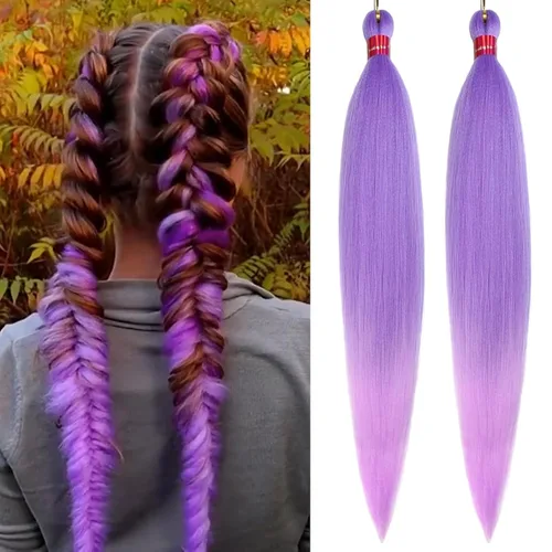 Miniatura 17 de Cabello trenzado negro preestirado, 2 paquetes de extensiones de cabello de trenzas de caja de 26 pulgadas, pelo sintético preestirado trenzado