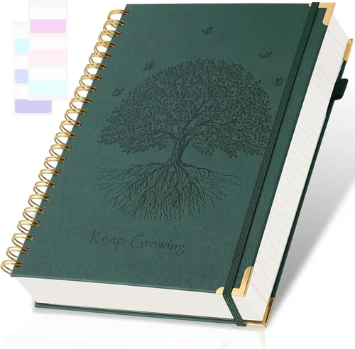 Miniatura 9 de Cuaderno de espiral, cuaderno con renglones universitarios, A5, diarios de cuero de 300 páginas para escribir, cuadernos de tapa dura de 5.7" x 8.5