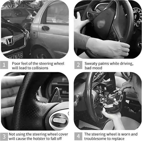Miniatura 5 de Fundas para volante de automóvil, camión y SUV, volante lindo antideslizante transpirable elástico, accesorios de automóvil, funda de cuero