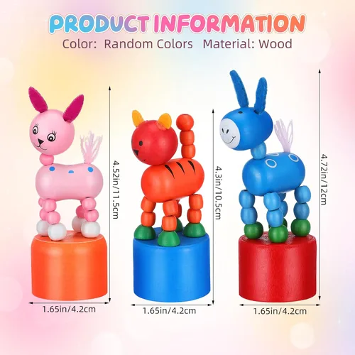 Miniatura 6 de NUOBESTY Juguetes de madera para niños, marionetas de dedo pulgar para niños, figuras de animales, recuerdos de fiesta, base de prensa, juguete