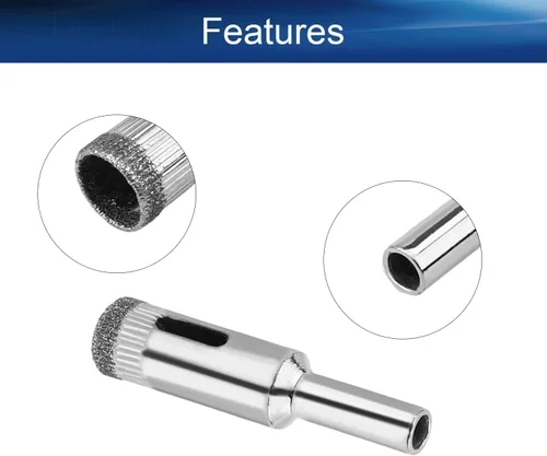 Miniatura 3 de Auniwaig Brocas de diamante, sierra de agujero de 0.472 pulgadas, broca de núcleo hueco para revestimiento de diamante, vidrio, cerámica, porcelana