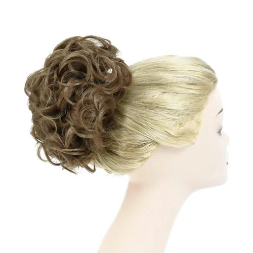 Miniatura 2 de Rose bud Postizo de Moño Rizado Extensiones de Moño Coletero Peinado Recogido Peinetas Sintéticas en Moño Desordenado Postizo de Cabello